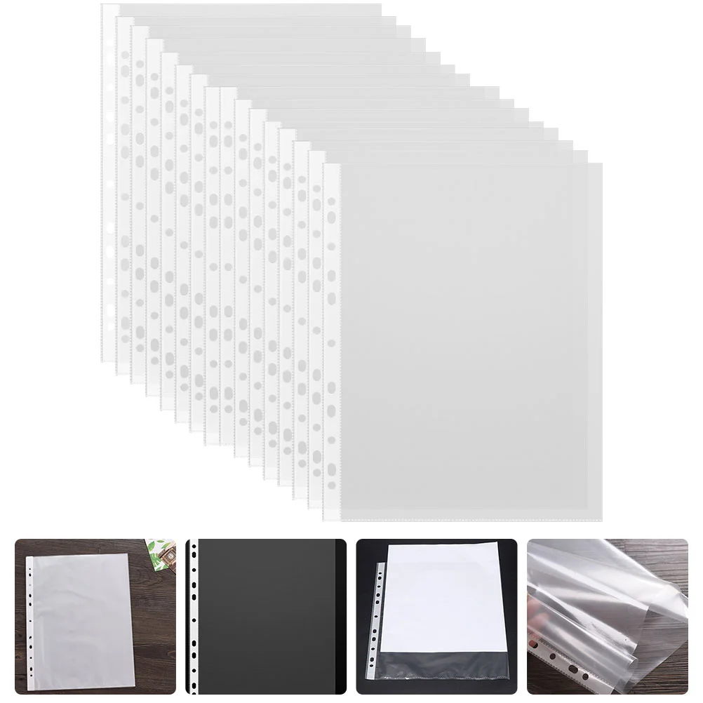 

100Pcs Transparent File Bags Waterproof Paper Holders A4 Clear File Pouches Clear Plastic File Folders