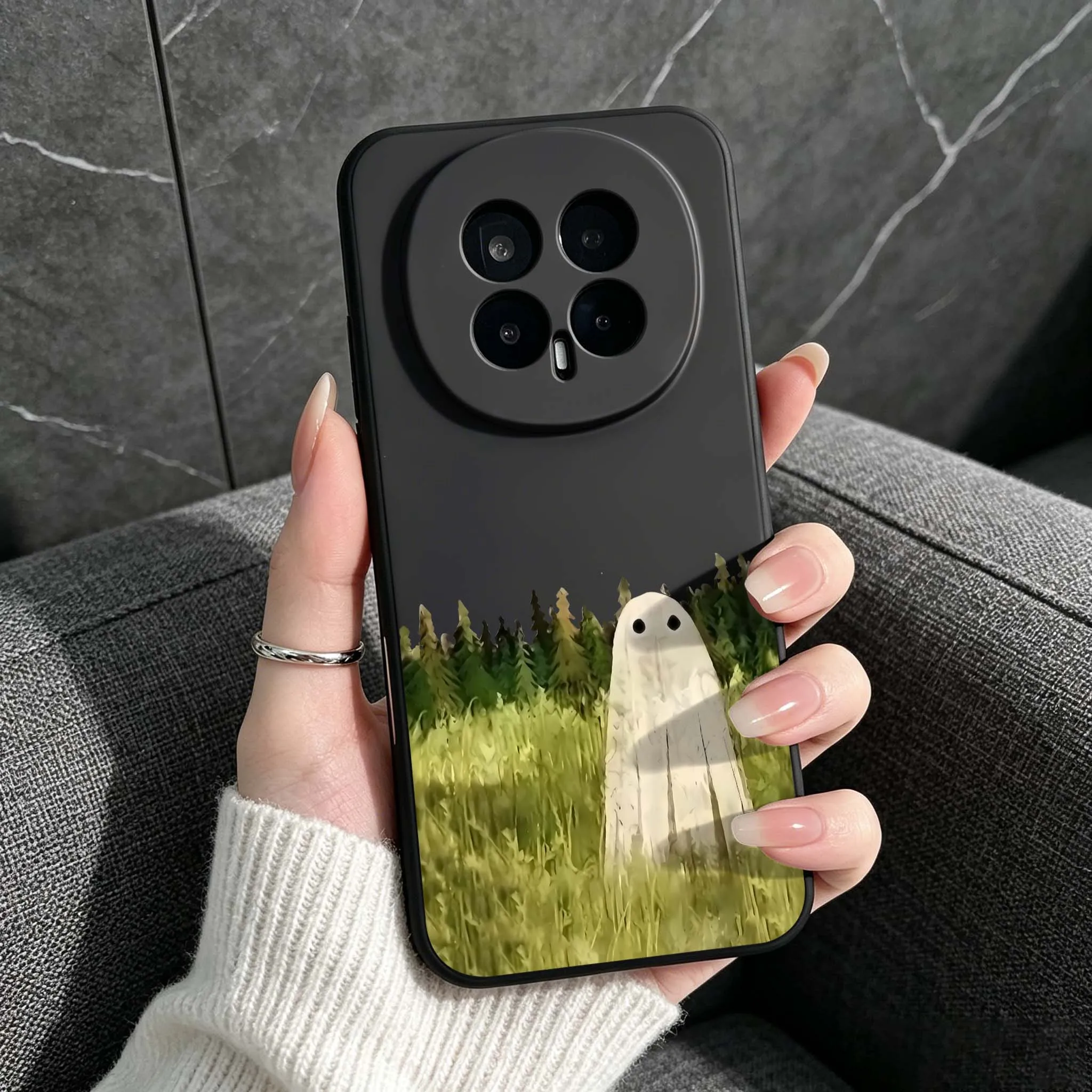 Spooky Halloween Ghost Cartoon Phone Case - Black