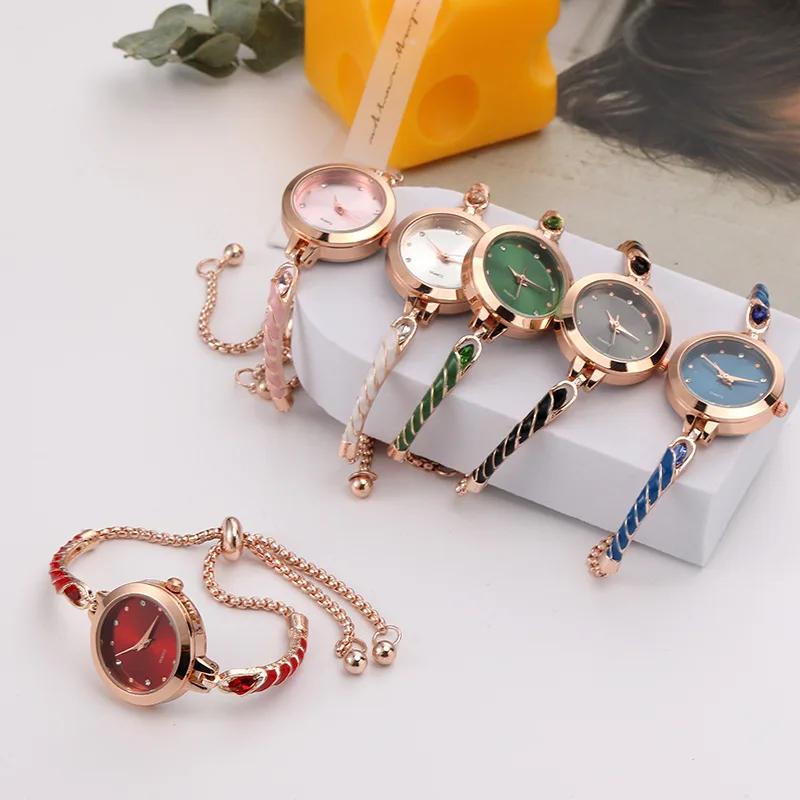 

New Women's Quartz Watch Oil Drip Women's Watch Small Dial Slender Bracelet Free Adjustable Jewelry Quartz Watch Reloj De Mujer