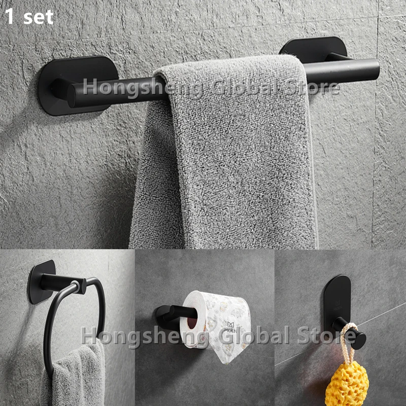 Self Adhesive Bathroom Accessories Sets toilet paper holder no drill