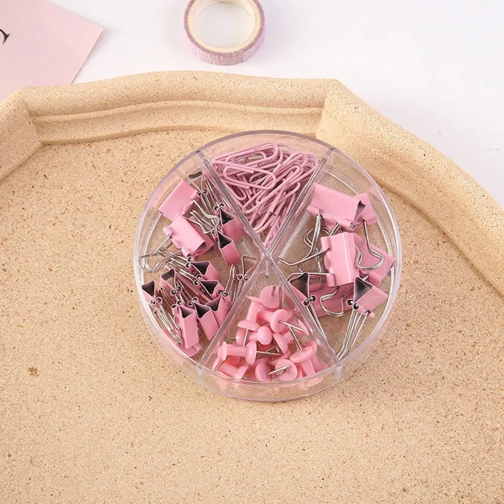 Binder Clips Paper Clips Push Pin Set Rose Gold Push Pins Cute Stationery for Office Accessories School Supplies