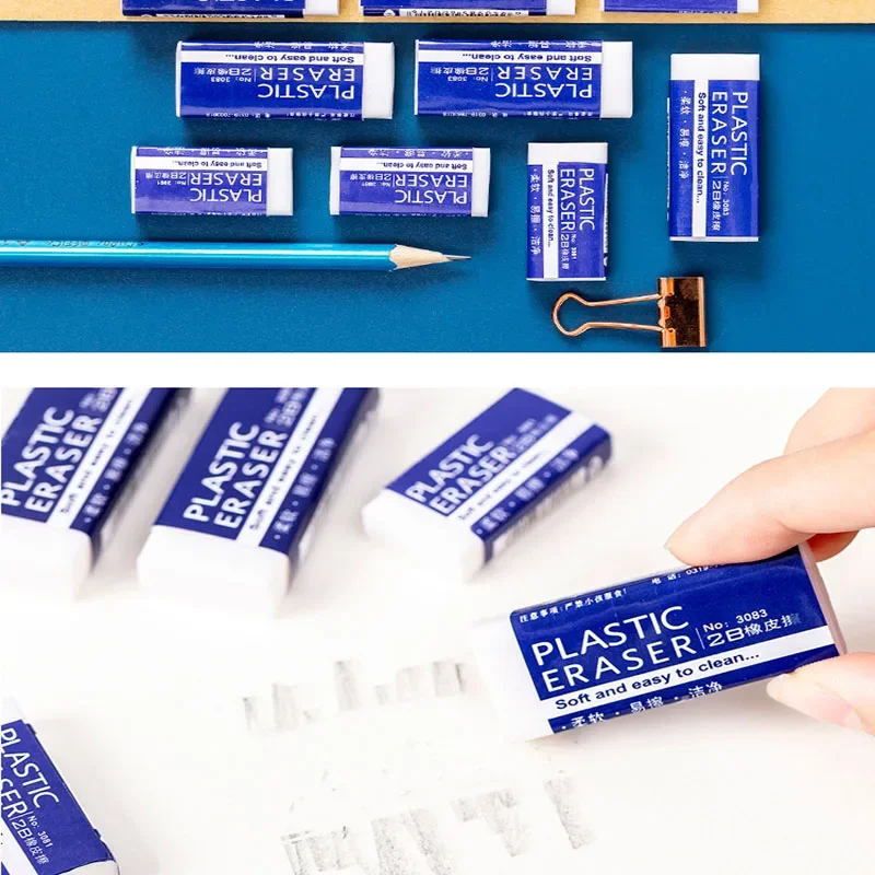 10pcs Exam Eraser Pencil Writing Wipe Clean Leave No Marks Soft Do Not Hurt Hands Primary School Creative Stationery
