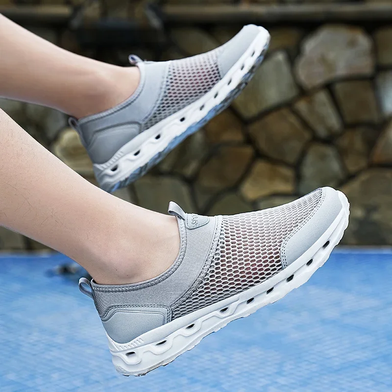 2024 Comfortable Walking Shoes for Men Ultralight Multi-functional Beach Wading Shoes Mesh Breathable Hollow Lovers Loafers