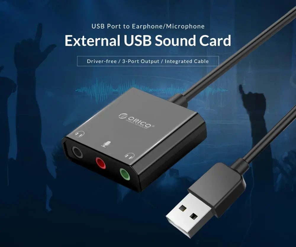 Placa de Som Externa Orico-usb com Interface Áudio e Porta Microfone Adaptador Jack 35 mm Ajuste de Volume - Imagem 6