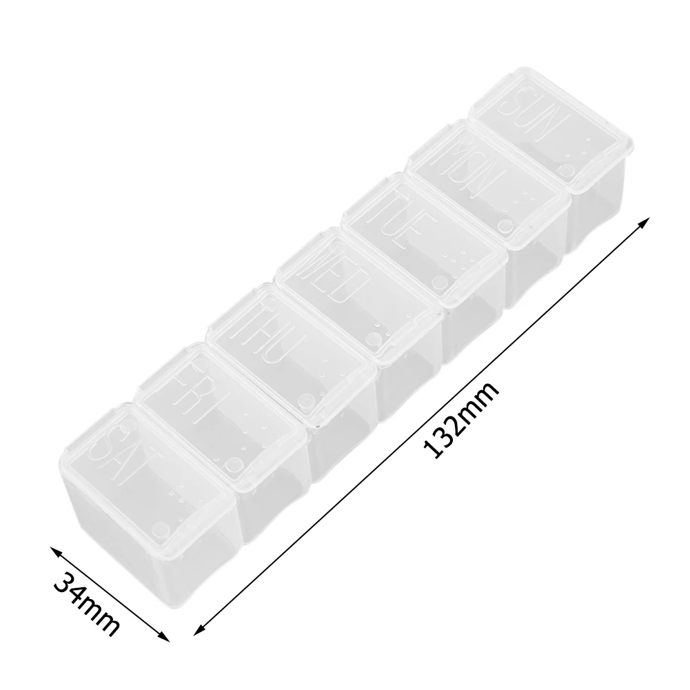 7 Grids 7 Days Organizer Pill Box Transparent Storage Tablet Pill Box Portable Practical Multi-function Reusable for Supplements