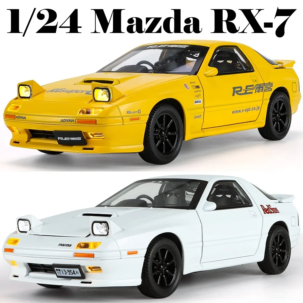 

1/24 Mazda RX-7, 1:24 Initial D Racing Toy Car Model, RX7 Diecast Alloy Meatl Miniature Sound Light Collection Gift For Boy Kid