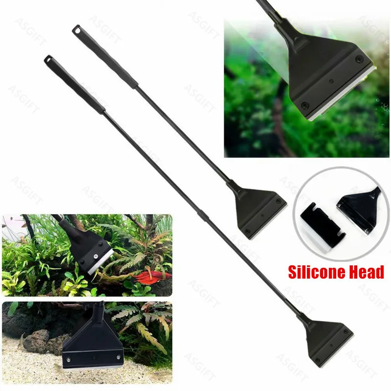 AquariumAlgaeRemoverScraperStainlessSteelSilicone2in1Fish