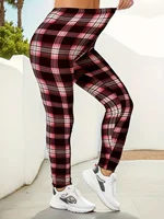 CUHAKCI Plus Size High Stretch Sexy Women's Tight Fitting Red And White checkered Comfortable Sports And Casual Tight Pants - Image 4