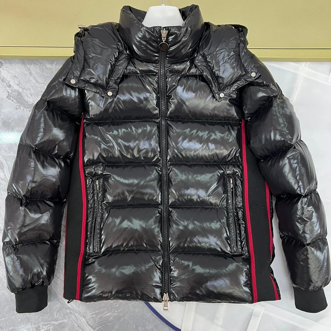 

Winter men down jacket Side knitted Letter embroidery Hooded Solid color Leisure White goose down coat Including NFC/dust bag