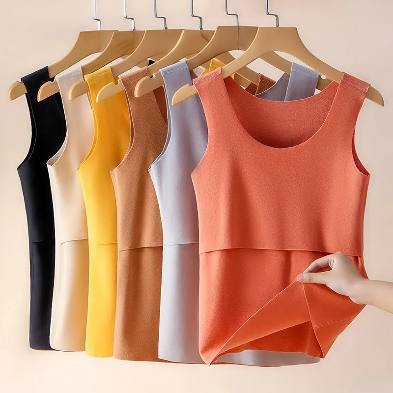 

Maternity Nursing Vest Breastfeeding Tank Top Fleece Warm Pregnancy T-shirt Wirefree Lactation Sling Camisole Feeding Underwear