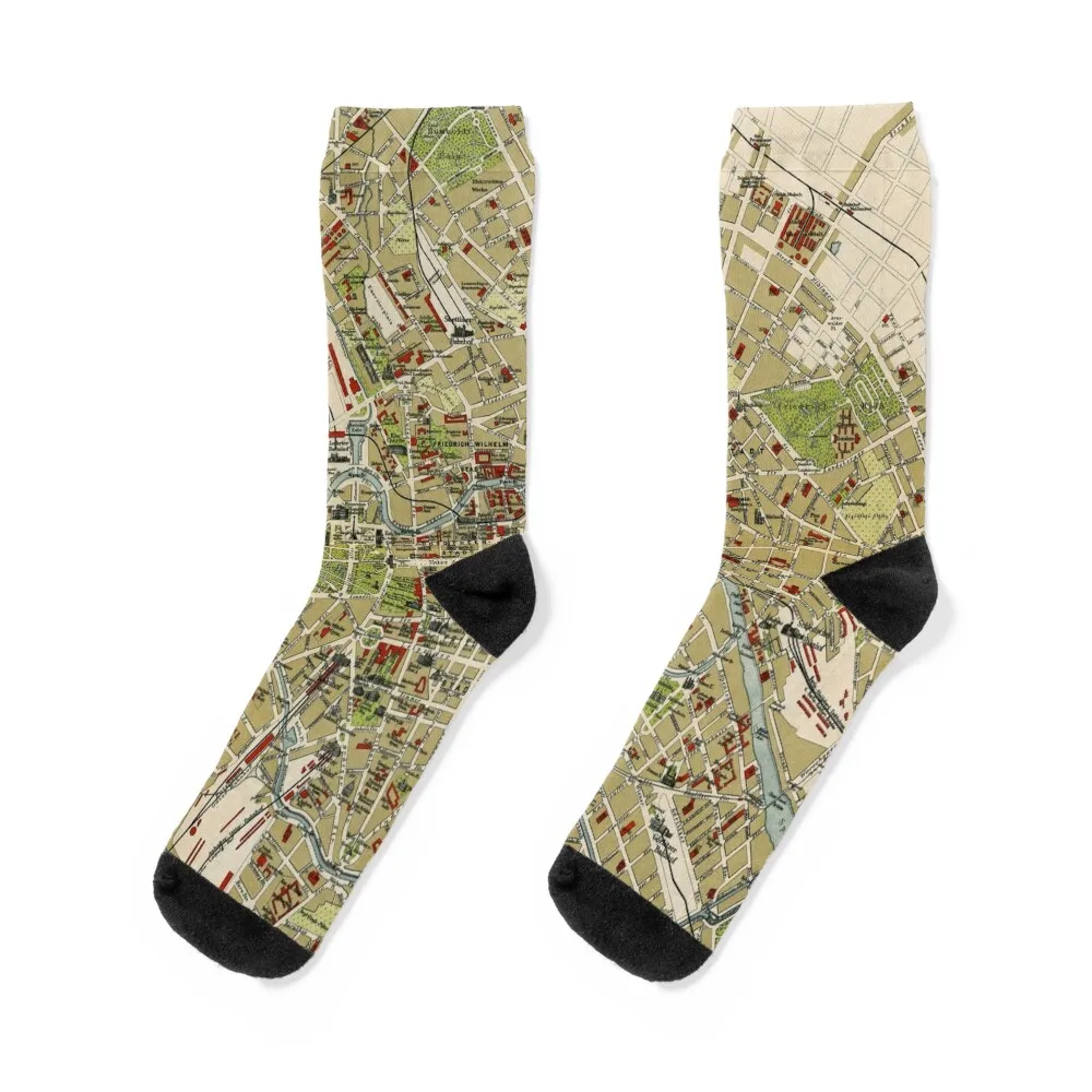 

Vintage Map of Berlin Germany (1905) Socks FASHION Novelties Men's man Socks Male Women's