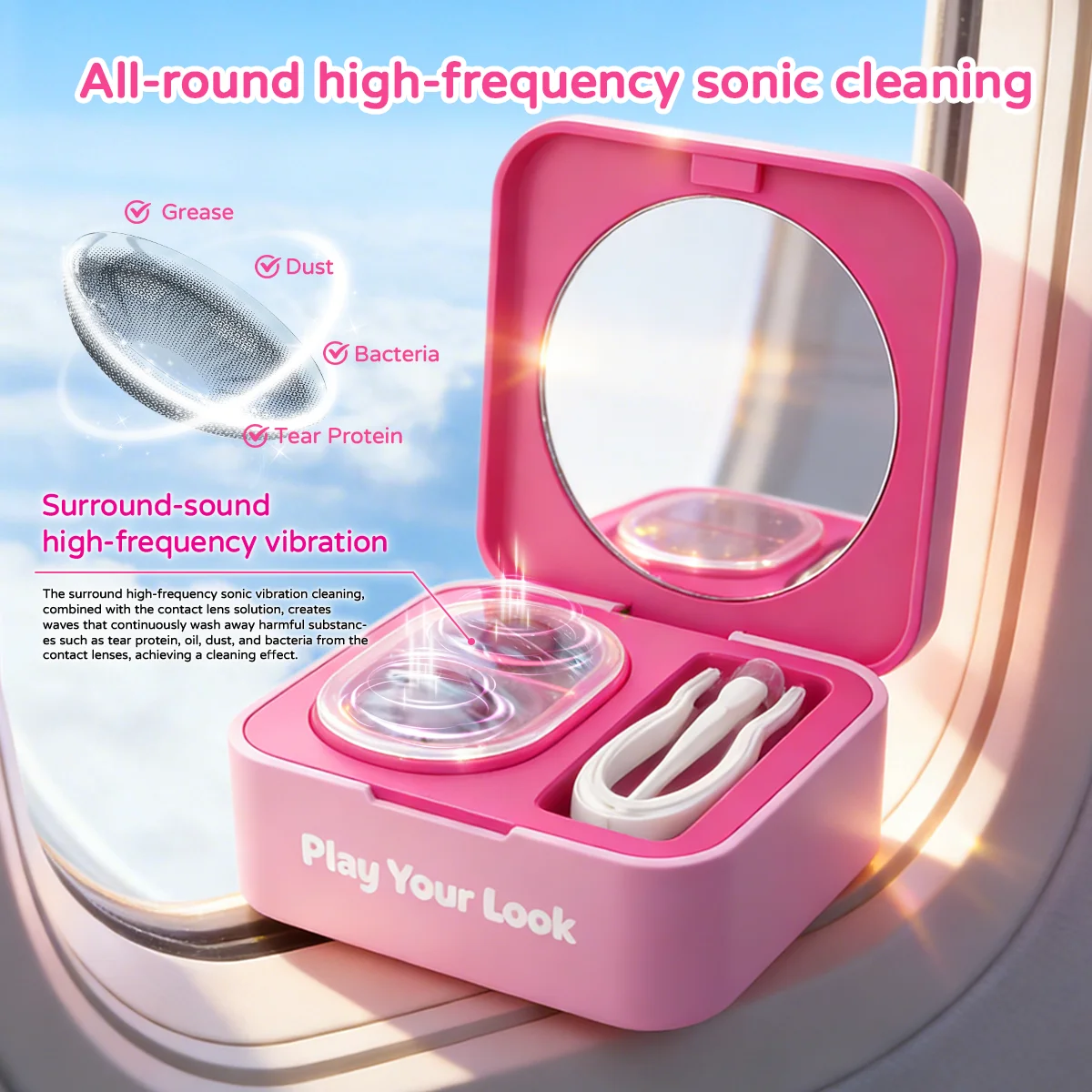 Contact Lens Care Kit - Cleaning Solution, Case, and Insertion Tool