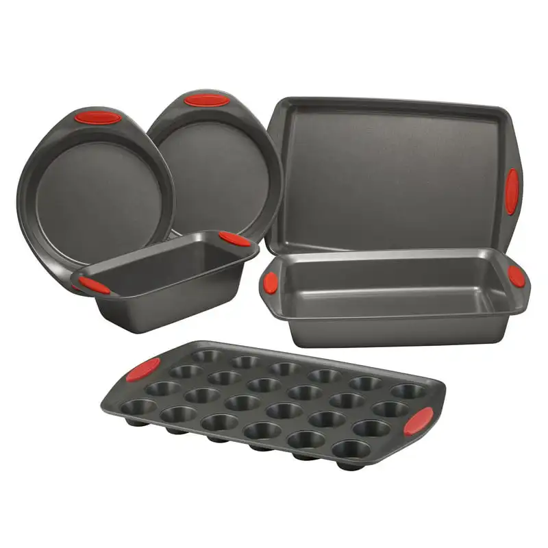 

Yum-o! Nonstick Oven Lovin' Bakeware Set 6-Piece Gray with Red Handles