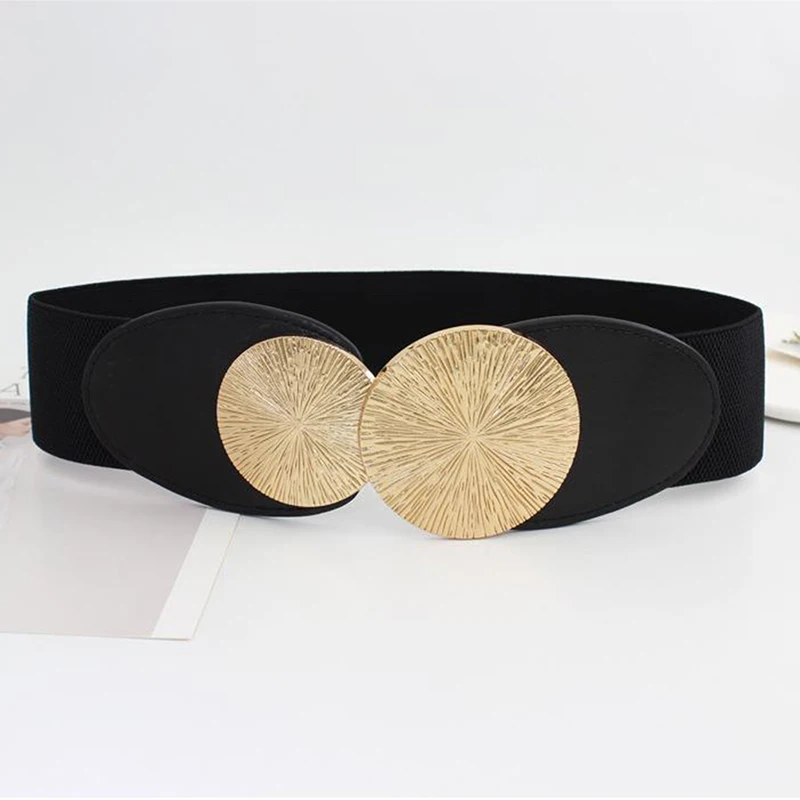 Wide Elastic Waist Belt Ladies Retro Fashion Stretchy Stylish PU Leather Waistband forClothing Accessories Decoration
