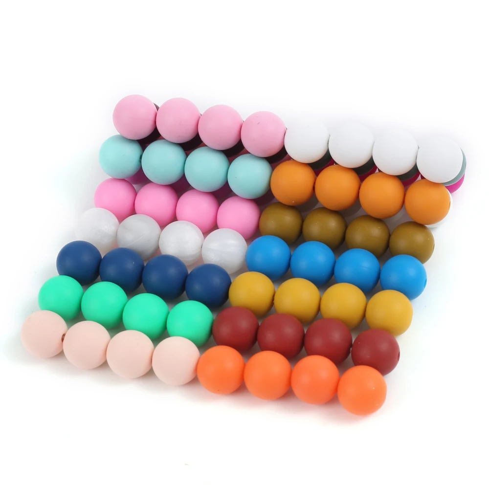 

50 шт., круглые силиконовые бусины, 12 мм
