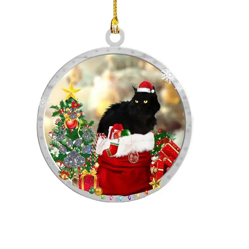 Acrylic Pendant For Christmas Tree 5Pecies Black Cat Tree Pendants Acrylic Christmas Pendants Cute Funny Christmas Ornaments