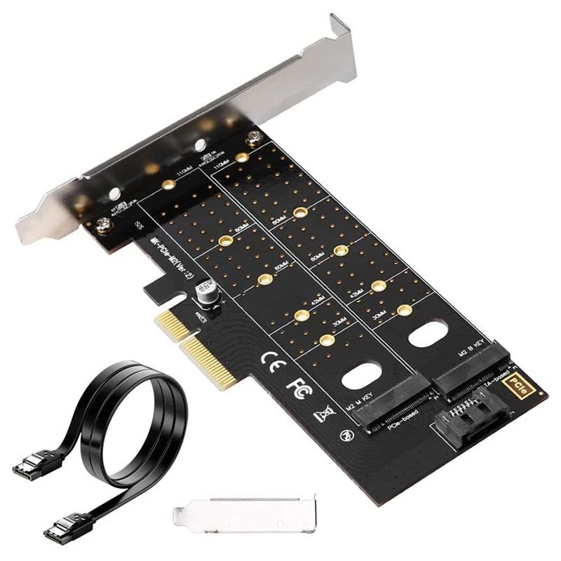 

Адаптер M.2 Pcie, Расширительная карта NGFF PCI-E 3,0 X4 на SATA или PCIE Nvme SSD с поддержкой NVME / SATA 22110/2280/2260/2240/2230