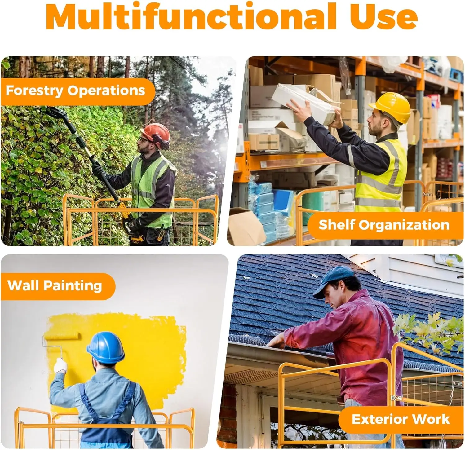 Forklift Safety Cages with One Chain, 36x36 Inches Forklift Cages 1200LBS Capacity Man Lift Basket Pallet Forks Work Platform