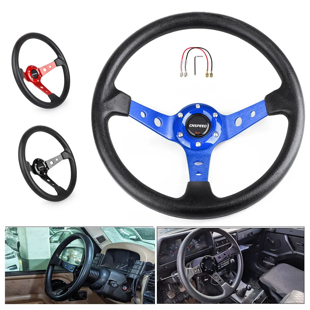 350mm 14inch Aluminum Alloy Racing PU Leather Steering Wheel 92mm Deep Dish Auto Sport Drifting Steering Wheels racing steering wheel