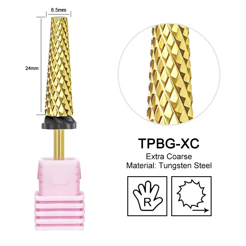 Golden Tungsten Carbide Nail Drill Bit for Manicure and Pedicure Accessories