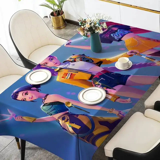KPop d-demon h-hunters nappe imperméable résistant aux taches décoration de fête Restaurant café Table à manger nappes 90X140 cm 4