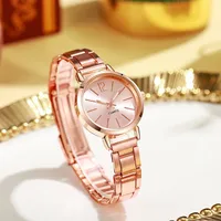 Fashion quartz watch for women's luxury watch, simple circular dial, stainless steel women's watch 5