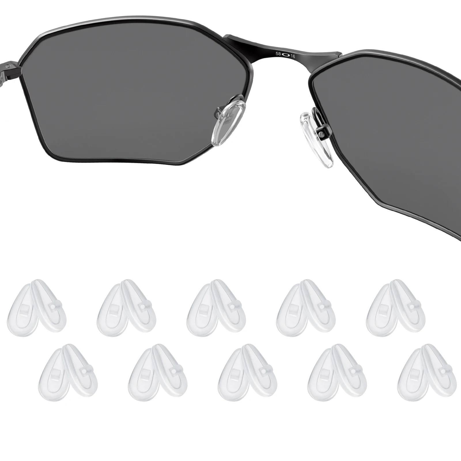 Cuscinetti Nasali Trasparenti Di Ricambio In Gomma Siliconica E.O.S Per Conduttore Oakley 6 Conduttore Catenaccio 8 Frame Multi-Opzioni