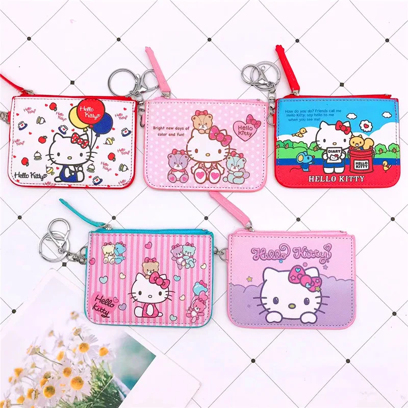

New Hello Kitty Coin Purse Kawaii MINISO Sanrio Cute Student Meal Card Student Id Bus Card Anime Bag Kids Toys Gifts for Girls