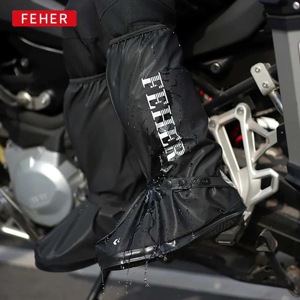 High Tube Motorcycle Rain Shoes Cover Waterproof Resuable Anti-Slip Motorbike Cycling Bike Rain Boot Covers Fishing Hiking Shoes