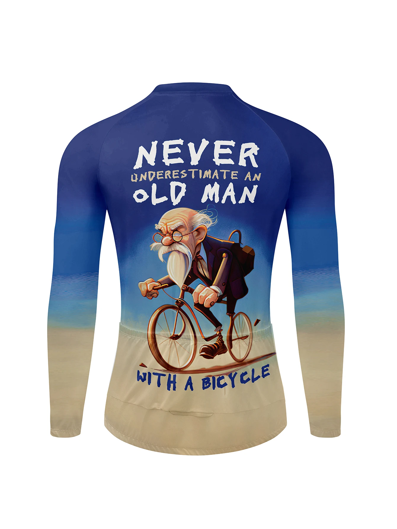 Description Picture 3 of itemMen's Cycling Jersey Long Sleeve 3D-printed Old men Bike Jacket Top with 3 Rear Pockets Mountain Bike MTB Road Bike Cycling