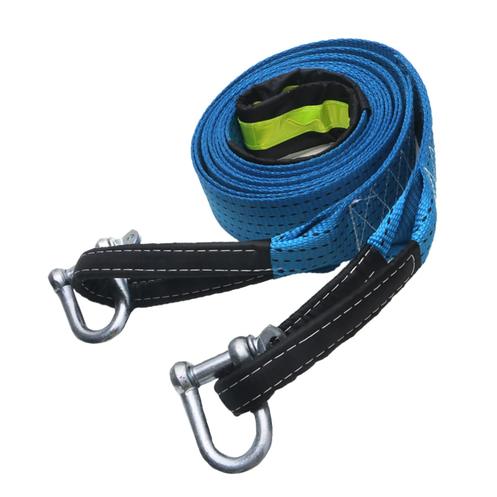 Blue Heavy Duty Tow Strap with Hooks - 17,636 LB Capacity Polyester