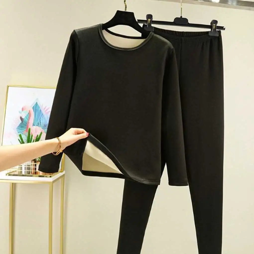 

Women Thermal Underwear Set Cold Weather Long Johns Suit Solid Color