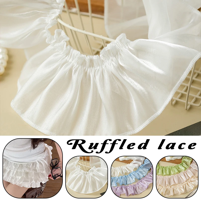 5yards Perlglanz Garn Plissee Spitze Handgemachte DIY Kleidung Kleid Kuchen Rock Rand Lilie Satin Lotus Blatt Tüll Spitze Zubehör – Detail 1