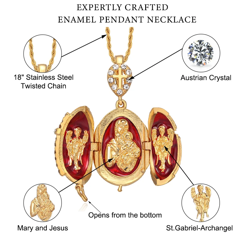YAFFIL Egg Pendant Necklace Cross Handmade Vintage Jewelry Enamel Jesus Luxury Charm Crystal Rhinestone Piercing Gifts To Women 2