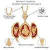 YAFFIL Egg Pendant Necklace Cross Handmade Vintage Jewelry Enamel Jesus Luxury Charm Crystal Rhinestone Piercing Gifts To Women 2