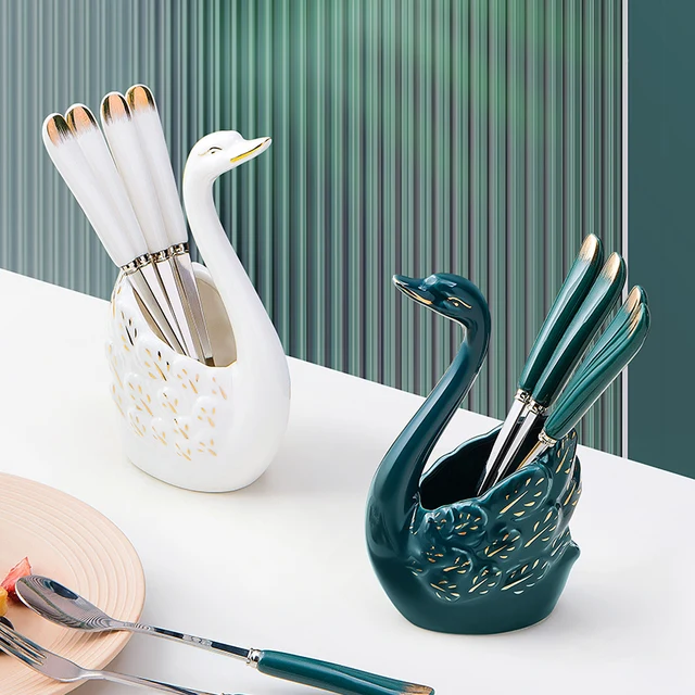 Yhb 6 Dcs Fruit Fork Kerámia Edényekkel ， Sus304 Rozsdamentes Acél Otthoni Party Desszert Villa Szép Gyümölcs Villák Asztali Edények