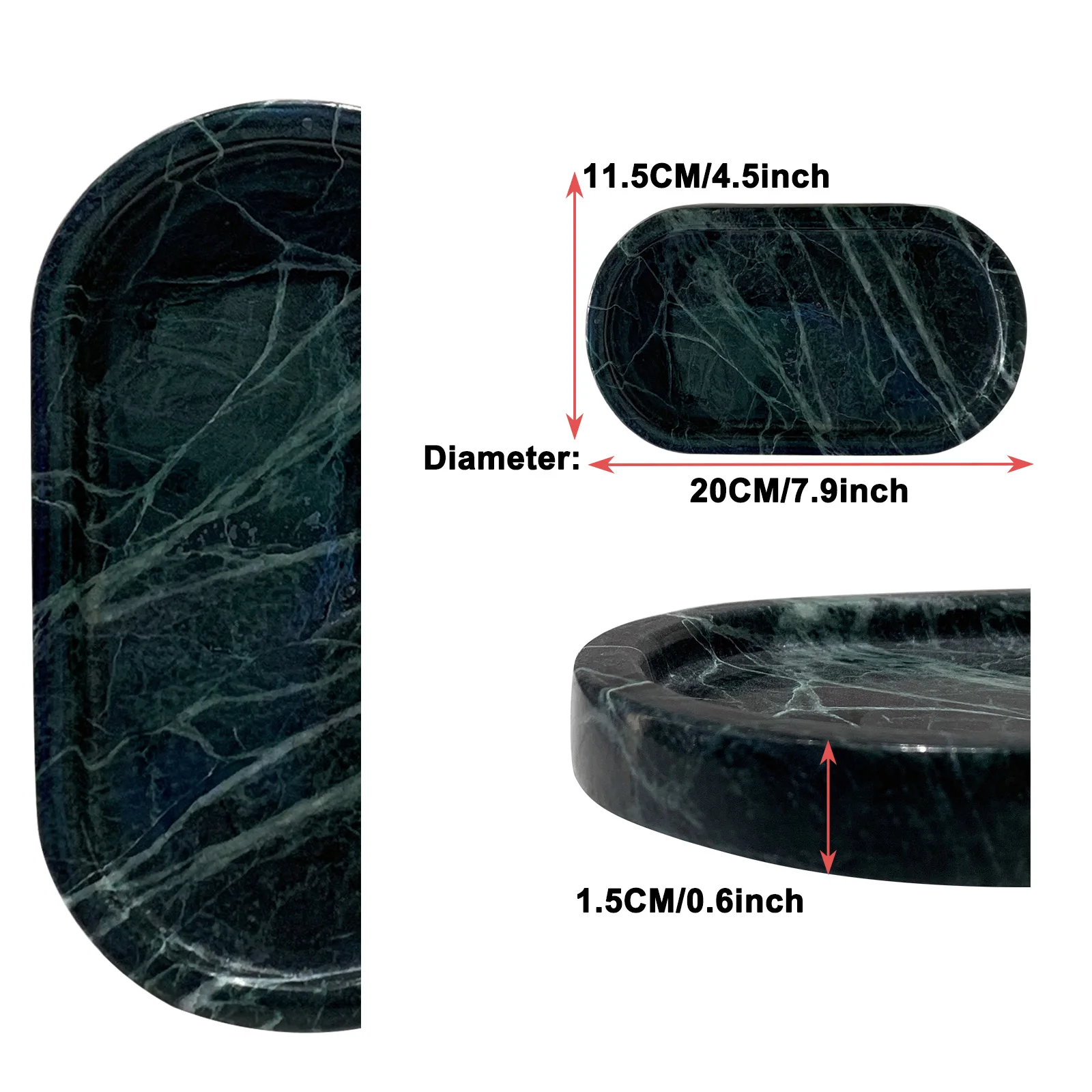 Real Natural Marble Oval Tray for Perfume Candles Jewelry Cosmetic Storage Plate as Gift Green Art Tray for Home Decor 6