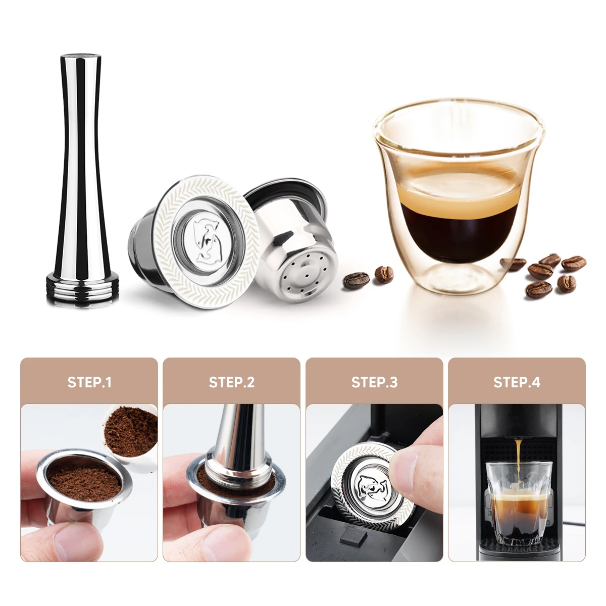 Coffee Capsules For Nespresso C30 Refillable Crema Espresso Refillable