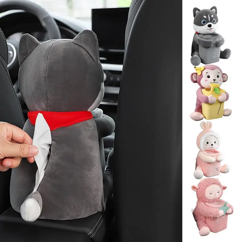 

Car Tissue Box Creative Cute Cartoon Garbage Can Plush Napkin Holder Car Decorations Car Tissue box Car interior Accessories