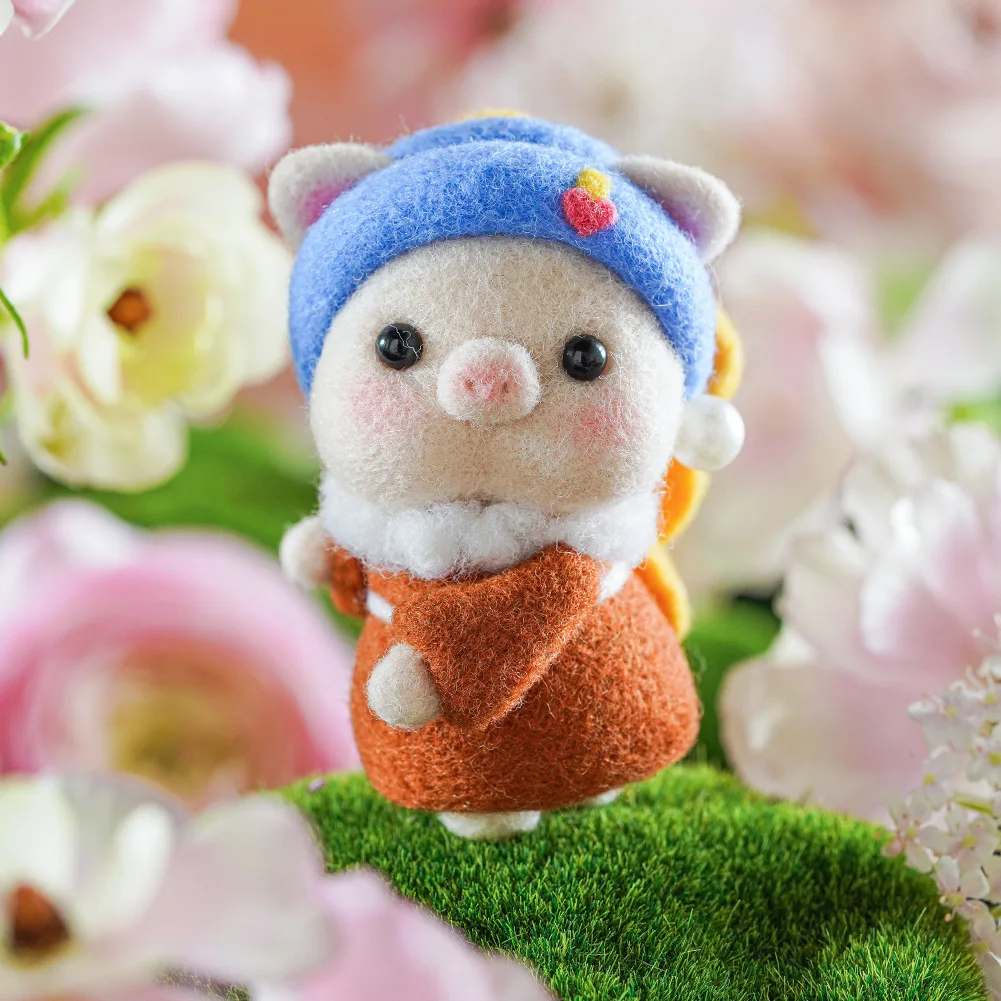 Cartoon fox bunny wool needlepoint kit with keychain wool felt needle felting decoration craft needlecraft DIY handmade