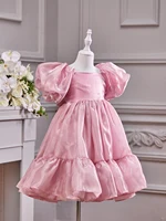 Girl Baby Toddler Puff Sleeve Organza Tulle Tutu Twirly Babydoll Flare Ball Gown Princess Flower Girl Dress 4