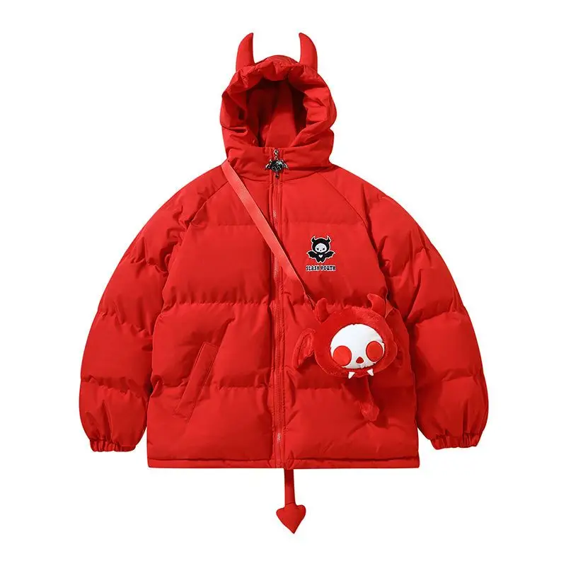 

Trendy little devil padded jacket female oversize loose padded jacket hip-hop fashion zipper hooded padded jacket male winter