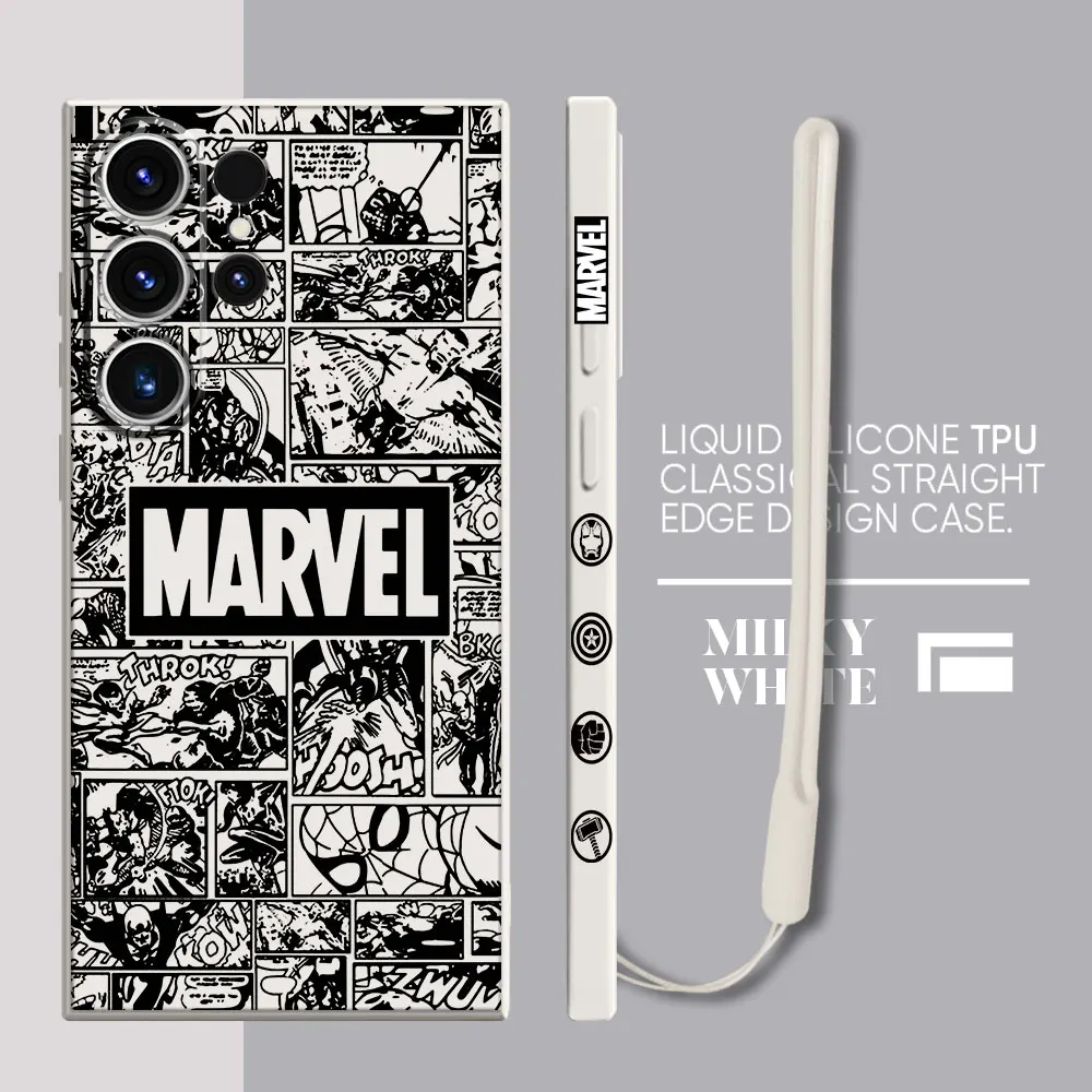 thumbnail image 1 of Marvel Logo Case for Samsung Galaxy S21 Ultra S22 Ultra 5G S23 S20 FE S24 Plus S22 Ultra S21 Luxury Square Liquid Cover, 1 of 5