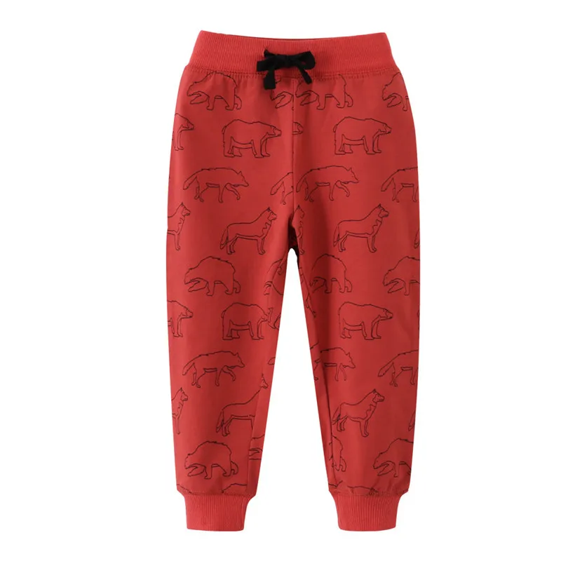 

Jumping Meters Full Length Sweatpants With Cars Print Drawstring Autumn Winter Boys Trouser Cartoon Children's Costume Kids Pant