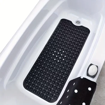 Tapis de douche antidérapant, 1 pièce, avec trous de vidange et ventouses, lavable en machine, pour salle de bain domestique, salle de bain 1