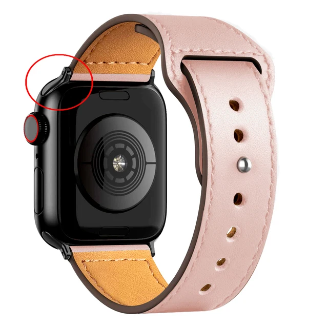 Leather strap For Apple watch band 44mm 40mm 42mm 38mm correa 44 mm wrist watchband Accessories bracelet iWatch serie 3 4 5 6 se 19 pink