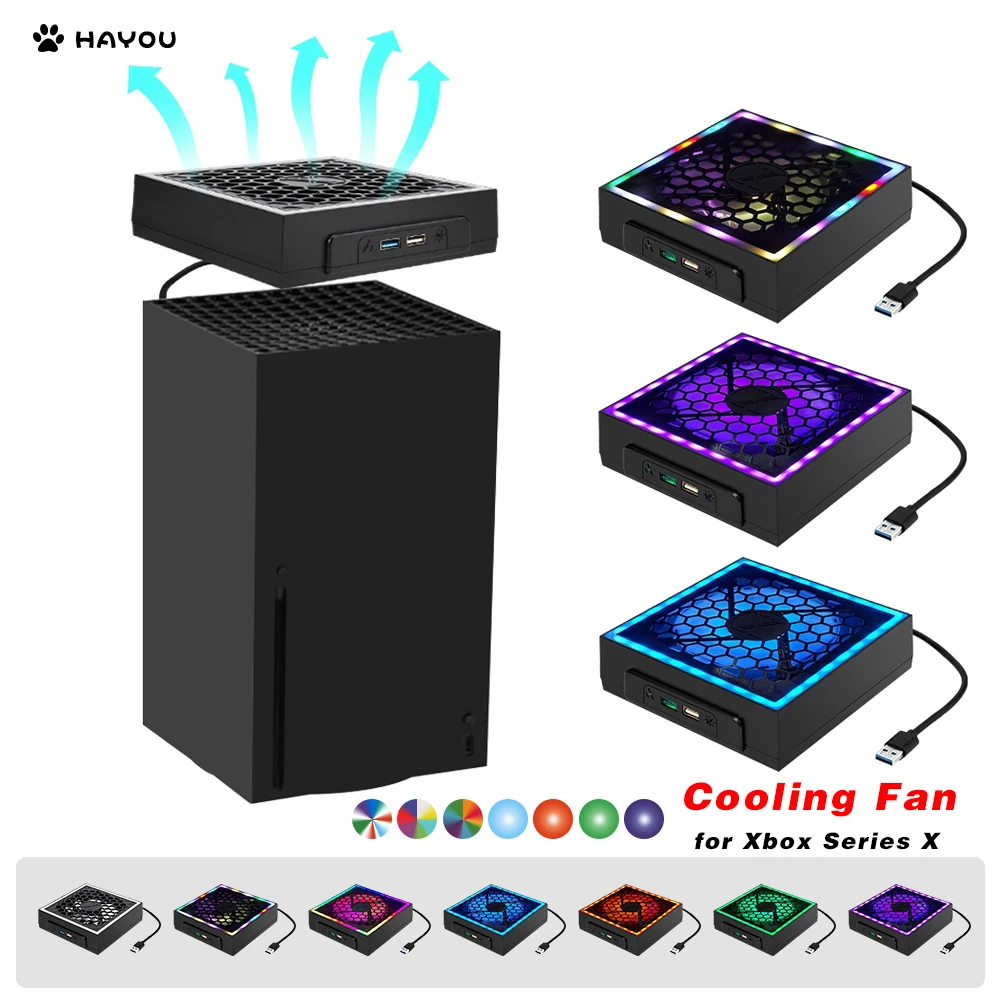 

Colorful Lights LED Top Cooling Fan for Xbox Series X Console USB 3.0 HUB