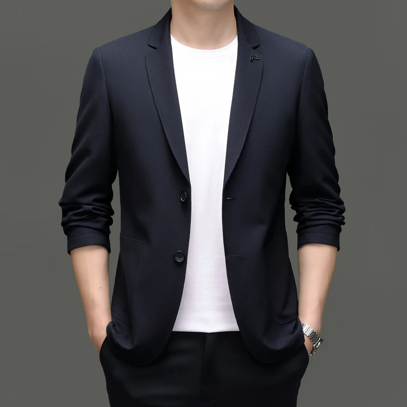 

New Fashion Business Gentleman Men Solid Color British Style Handsome Casual Slim Korean Version Officiating Wedding Blazer