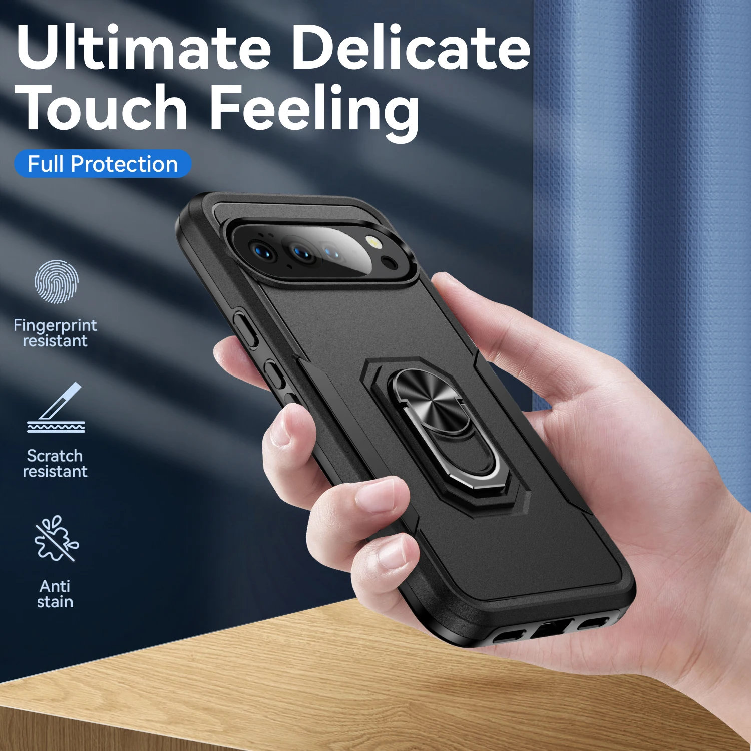 Car Magnetic Metal Ring Holder Armor Shockproof Case - Enhanced Protection Plastic Cover