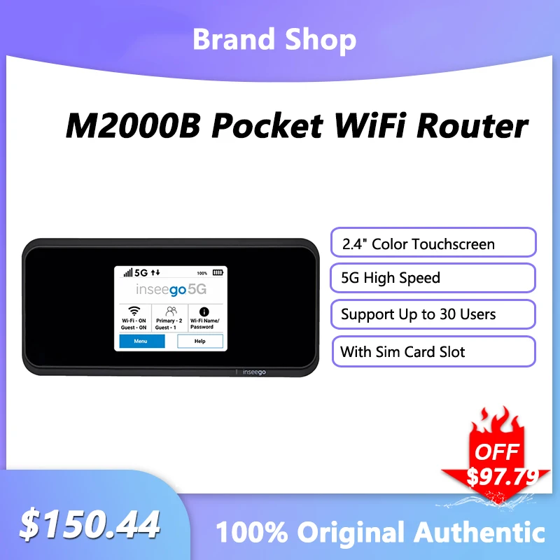 Original Inseego M2000B Pocket WiFi Router 5G MiFi Touchscreen Unlock Modem 150mbps Outdoor Hotspot With Sim Card Slot Repeater